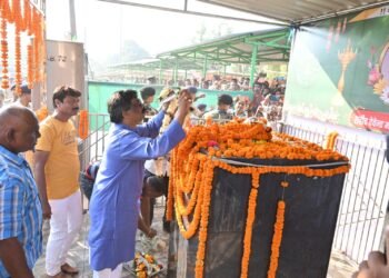 मुख्यमंत्री हेमन्त सोरेन  शहीद देवेंद्र माझी के 29वें शहादत दिवस पर आयोजित श्रद्धांजलि सभा में सम्मिलित हुए