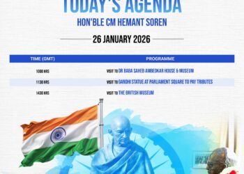 गणतंत्र दिवस पर लंदन में झारखंड का गौरव! मुख्यमंत्री हेमंत सोरेन गांधी-आंबेडकर को अर्पित करेंगे श्रद्धांजलि – ब्रिटिश म्यूजियम दौरा कर भारत की विरासत को वैश्विक मंच पर चमकाएंगे!